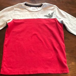 Authentic Armani Jr boys shirt red/grey color